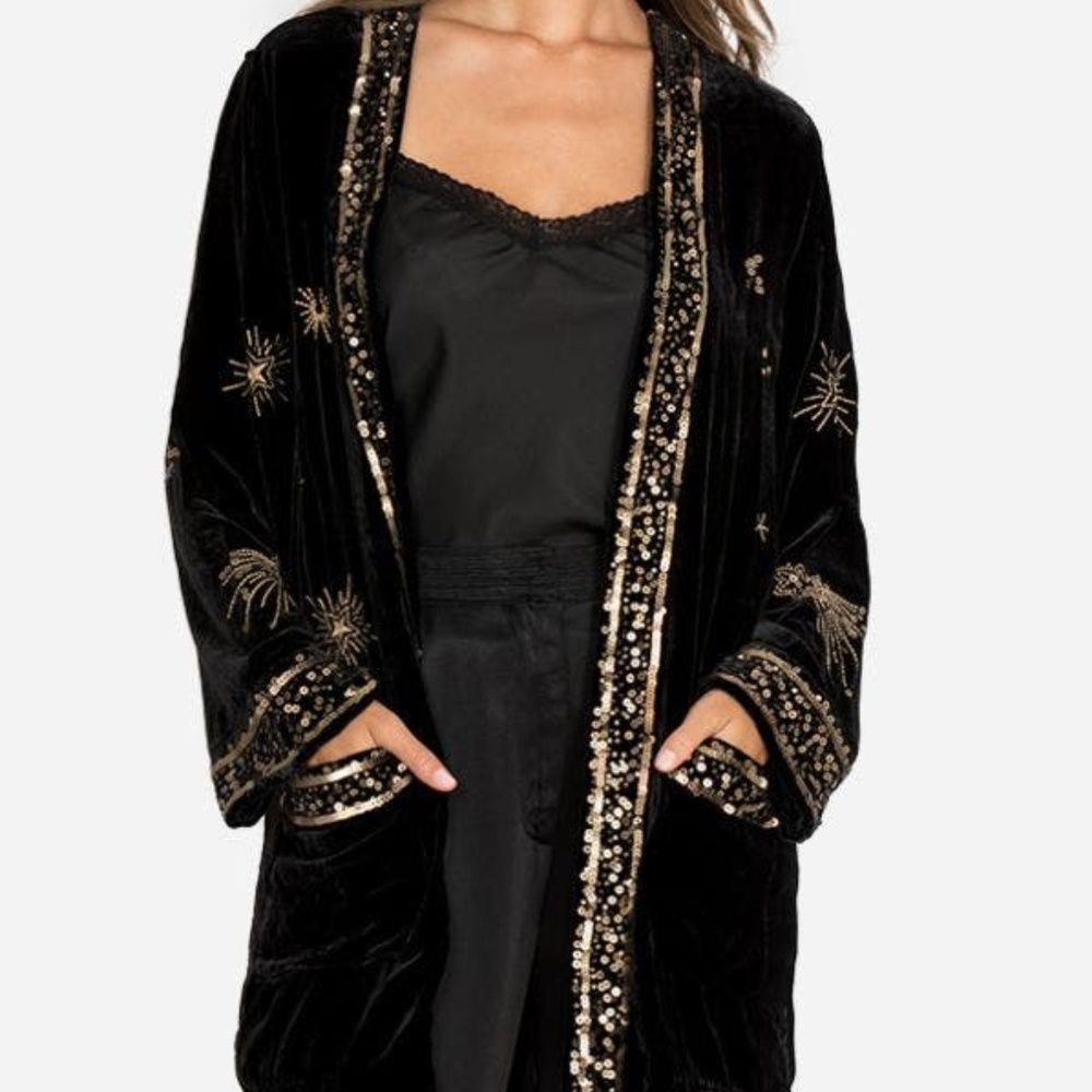 NWT Johnny Was Aruna Velvet Smoking Jacket